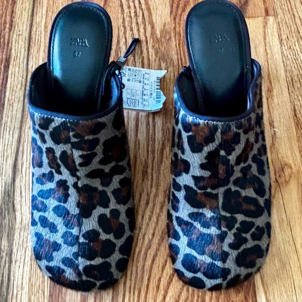 Zara Animal Print Mules. Size 37/6.5. NWT